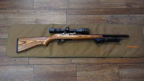Ruger 20-22 Ruger 10/22 .22 LR with 20" heavy bull barrel, BSA CT3 12–40x40 scope, Leupold base and bipod — used excellent