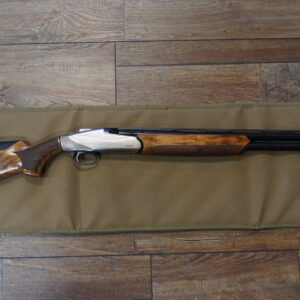 Benelli 828U Nickel 12GA over/under shotgun with engraved nickel receiver and original case — used excellent